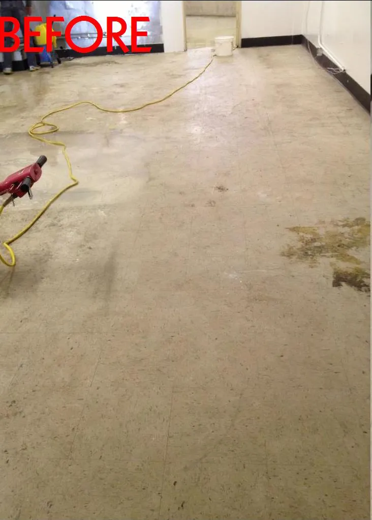 Floor strip & wax — before